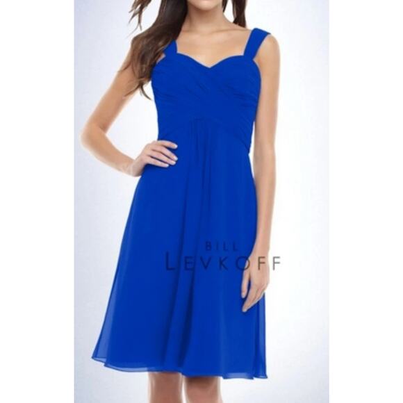 Bill Levkoff Bridesmaid Dress 155 Prom Wedding Short Gown Chiffon Sleeveless 8 - Picture 1 of 7